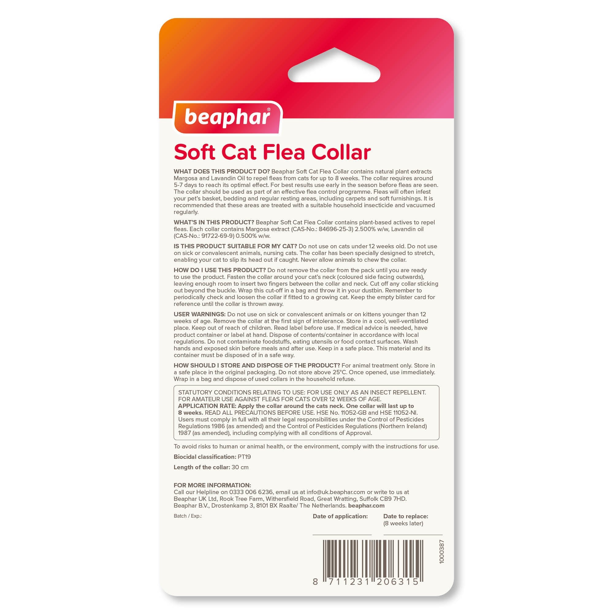 Beaphar Soft Velvet Flea Collar For Cats 30cm