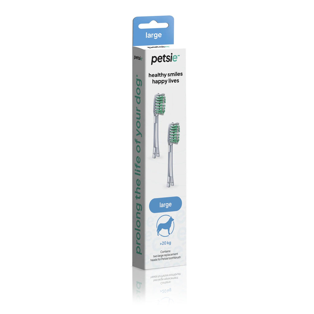 Petsie Toothbrush Two Replacement Heads Small, Medium & Large Dogs