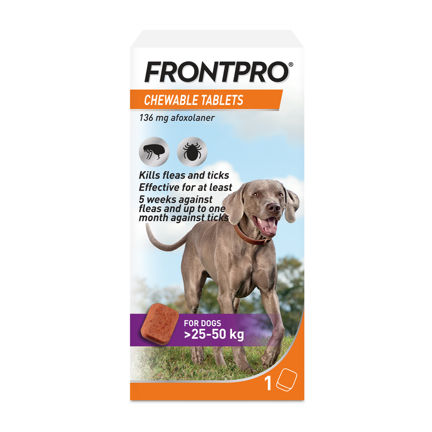FRONTPRO® Chewable Tablets Flea & Tick Treatment for Dogs 1 Tablet