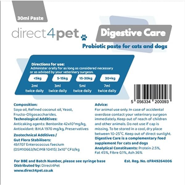 Direct4Pet Digestive Care Paste For Dogs & Cats With Digestive Issues