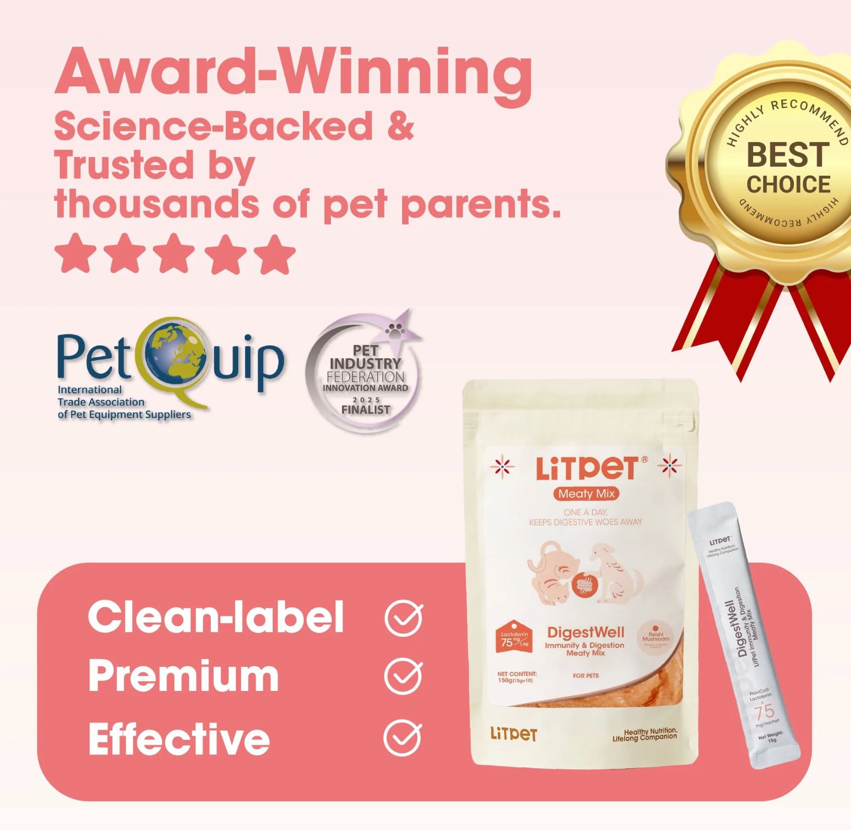 Litpet Digest Well Meaty Mix 10 x 15g Sachets per pack