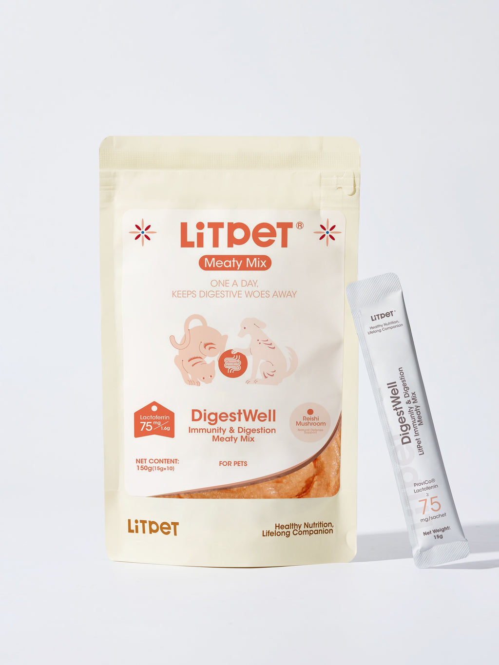 Litpet Digest Well Meaty Mix 10 x 15g Sachets per pack