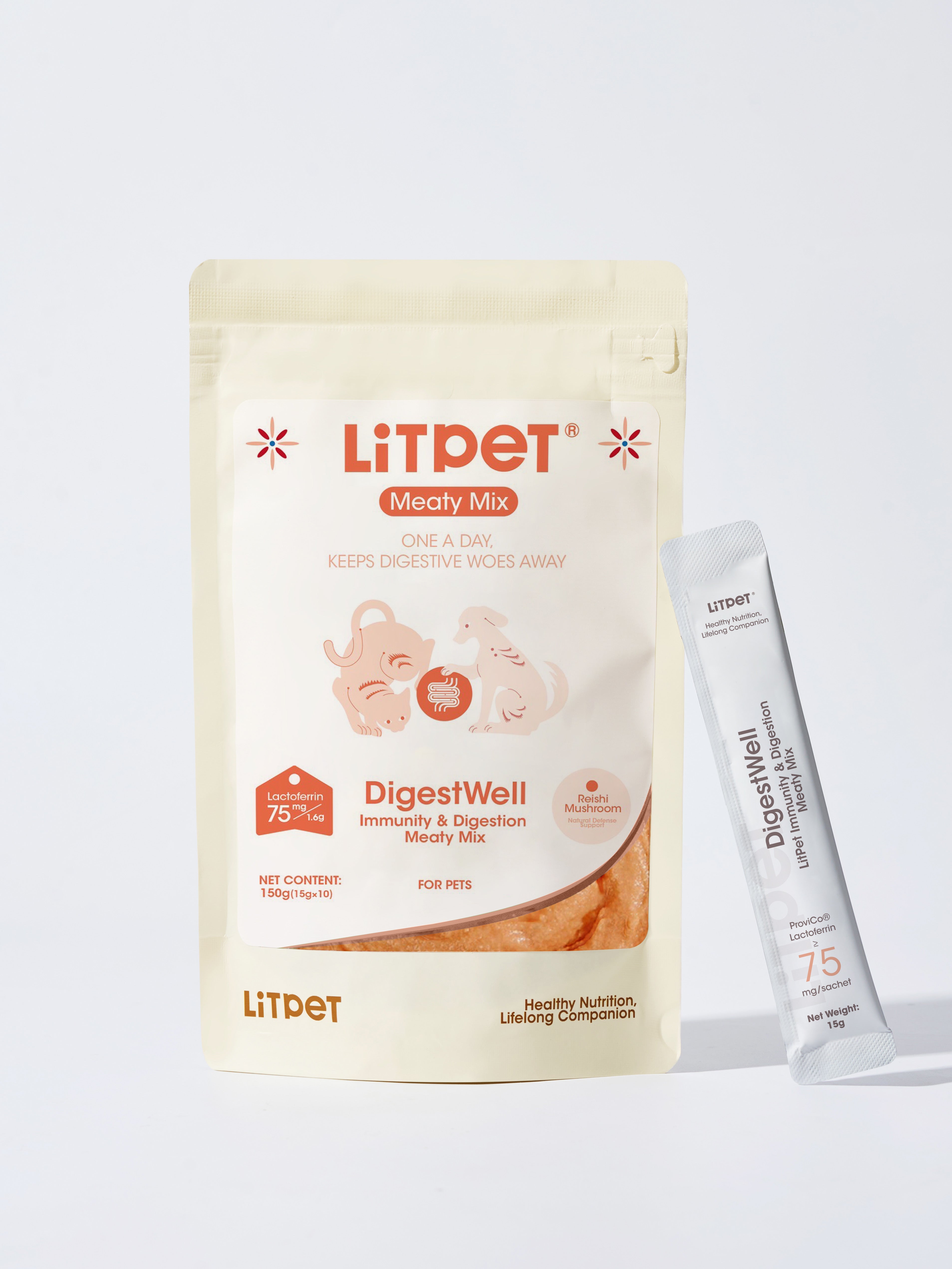Litpet Digest Well Meaty Mix 10 x 15g Sachets per pack