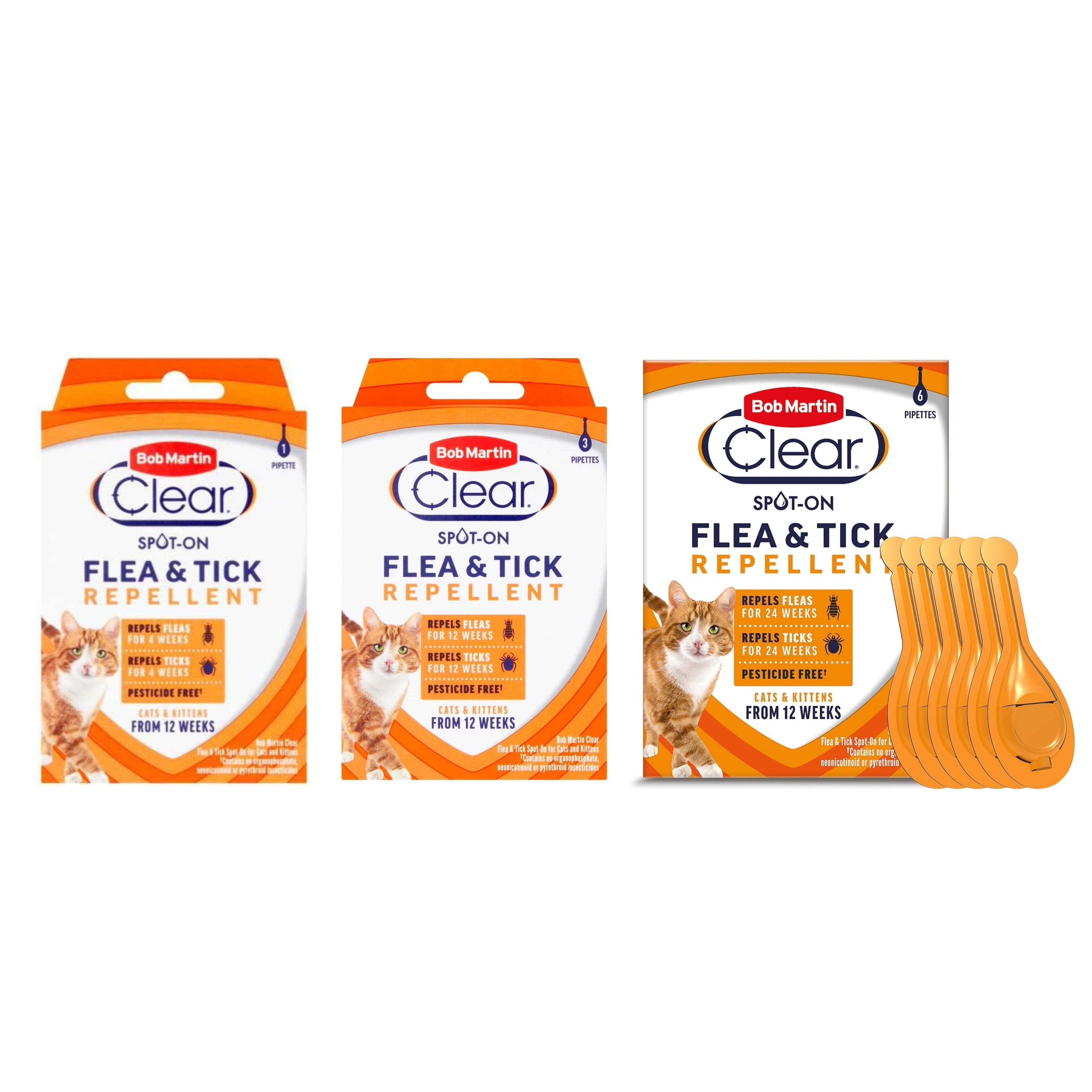 Bob Martin Clear Pesticide Free Spot On For Cats Flea & Tick Repellent