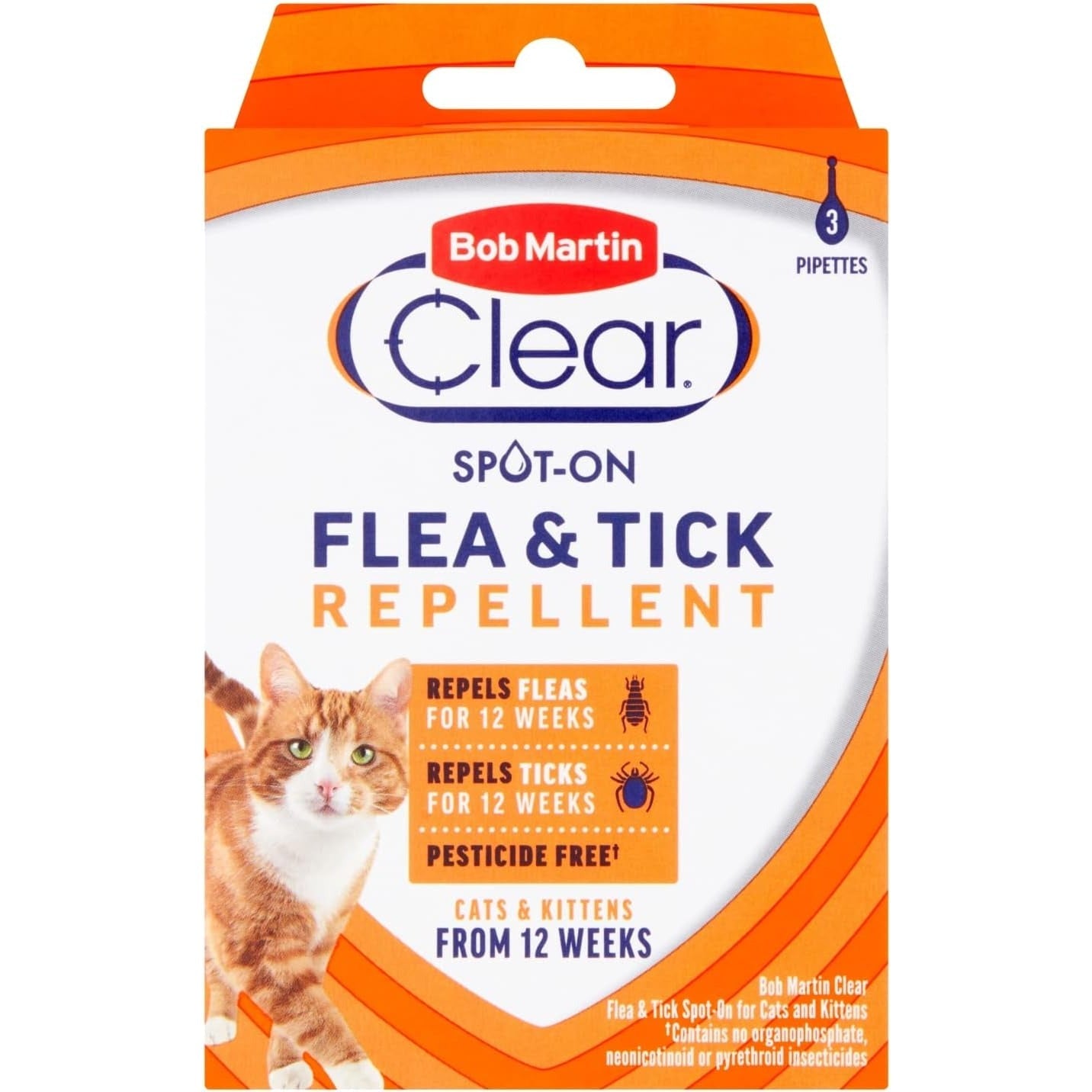 Bob Martin Clear Pesticide Free Spot On For Cats Flea & Tick Repellent