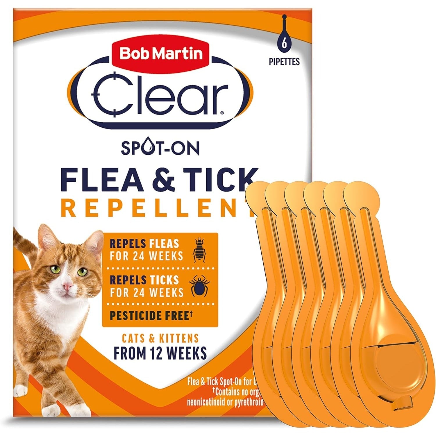 Bob Martin Clear Pesticide Free Spot On For Cats Flea & Tick Repellent