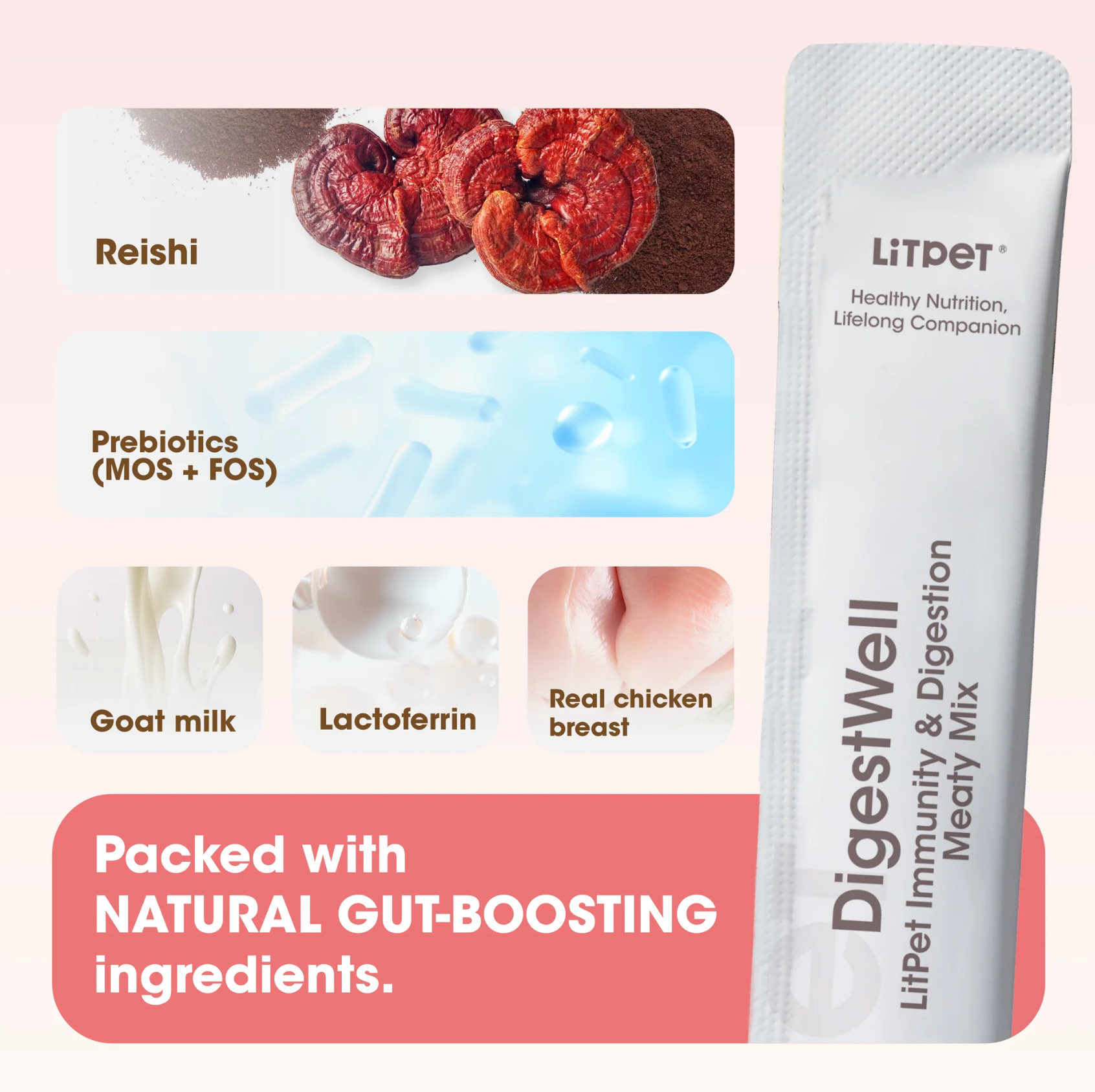 Litpet Digest Well Meaty Mix 10 x 15g Sachets per pack